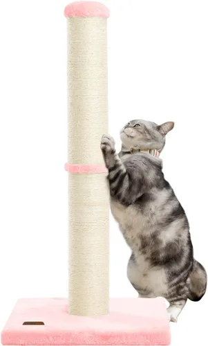 Miniatura 9 de Karolpar Poste rascador para gatos de 34 pulgadas con cuerda de sisal natural, 4.3 pulgadas de diámetro grande, árbol rascador para gatos de Beige