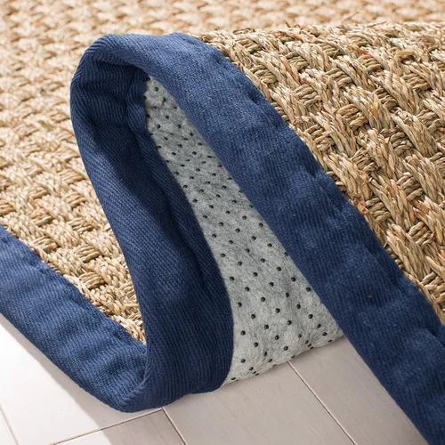 Miniatura 6 de SAFAVIEH Natural Fiber Collection NF114E - Alfombra de pasillo, 2 pies 6 pulgadas x 12 pies, natural y azul, hierba marina, patrón de tejido