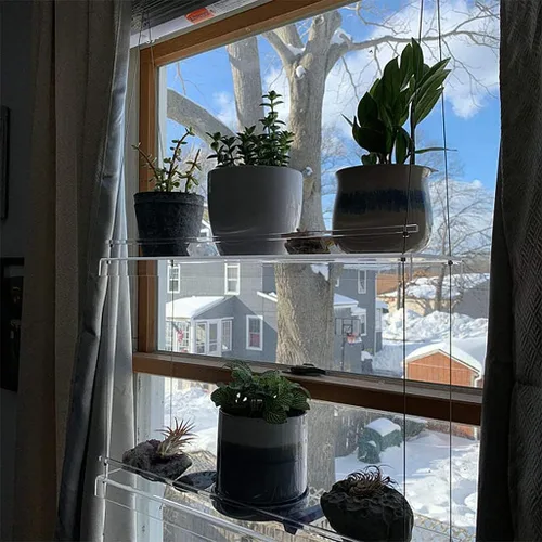 Miniatura 8 de Estantes acrílicos para plantas de ventana, estante de pared flotante colgante transparente, estante para macetas, estante para plantas de ventana
