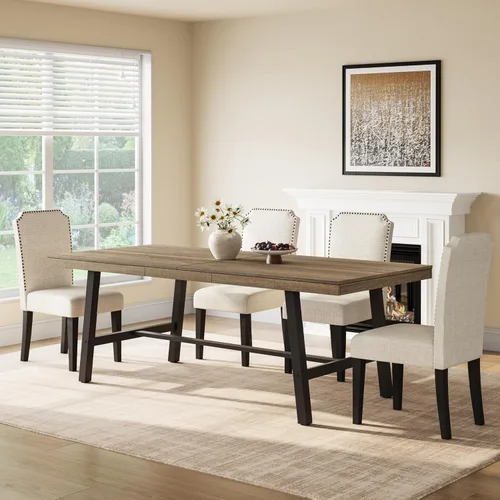 Miniatura 20 de GarveeHome Mesa de comedor industrial para 2-4 personas, mesa de cocina grande de 55.11 pulgadas de largo con marco de metal resistente, encimera