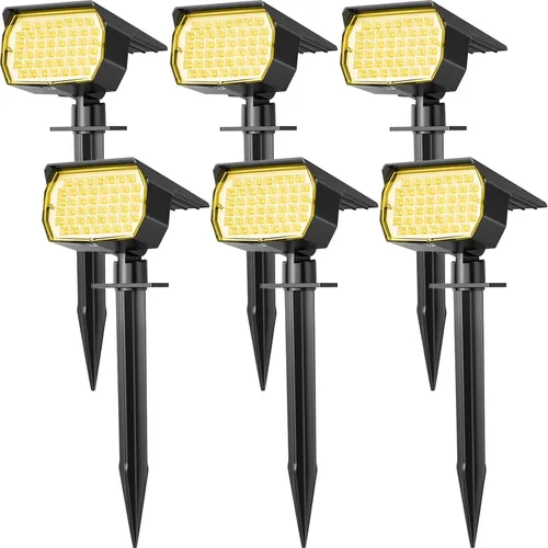 Miniatura 14 de WENATY Focos solares para exteriores, impermeables, IP65, paquete de 2 focos de paisaje con 46 LED, 3 modos de encendido y apagado automático, luces