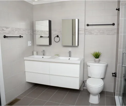 Miniatura 5 de Amazon Basics AB-BR817-OR - Paquete variado de accesorios de baño modernos, toallero, 5 piezas, bronce aceitado