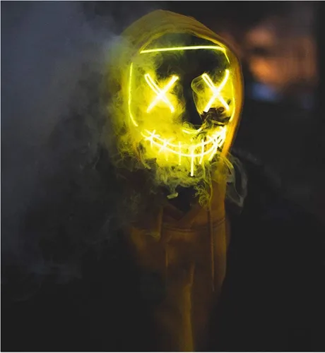 Miniatura 5 de Máscara LED aterradora de Halloween, máscara de purga iluminada para festival, fiesta de cosplay Amarillo