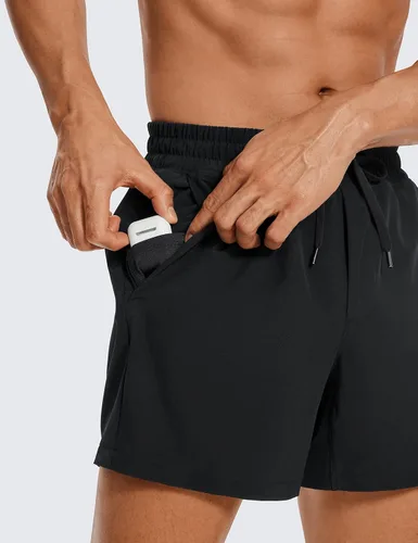 Miniatura 3 de CRZ YOGA Pantalones cortos de entrenamiento sin forro para hombre de 5 pulgadas, ligeros, de secado rápido, para correr, deportes, atletismo