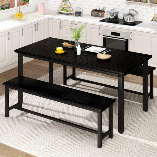 Miniatura 10 de AWQM Juego de mesa de comedor, juego de cocina con 2 bancos, ideal para el hogar y la habitación, desayuno de 43.3 x 23.6 x 28.5 pulgadas, bancos
