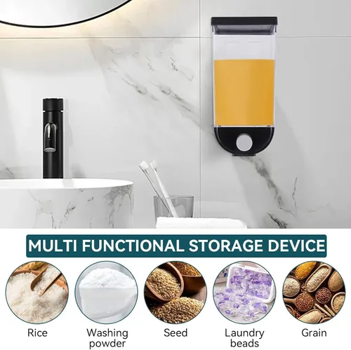 Miniatura 7 de Cyrank Dispensador de arroz, dispensador de cuentas de lavandería para colgar en la pared, contenedor de almacenamiento de alimentos secos