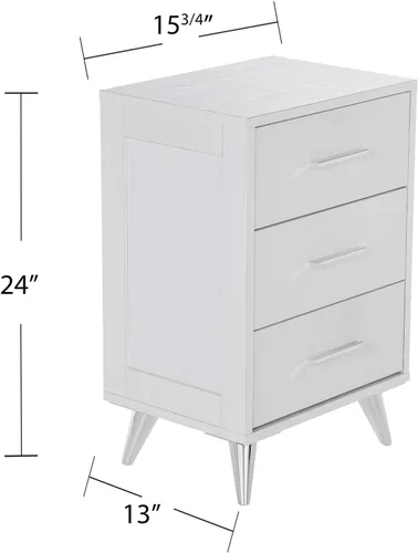 Miniatura 13 de SEI Furniture Owen Midcentury - Mesita de noche moderna, color blanco