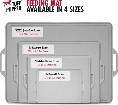 Miniatura 6 de Tuff Pupper XXL Tapete de alimentación para perros 36x24 para comida y agua Tapete impermeable de silicona para pisos Tapete de comida para Gris