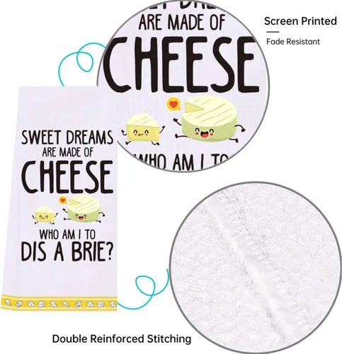 Miniatura 4 de LXOMILL Divertidas toallas de cocina de queso, cestas de queso Punny y bonitos juegos de paños decorativos para platos
