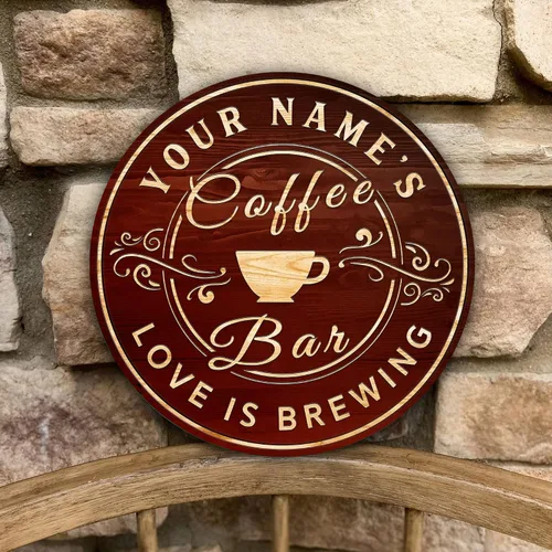 Miniatura 7 de Letrero de madera personalizado, placa de café y café expreso, regalos personalizados para amantes del café y el té, decoración de cocina 01