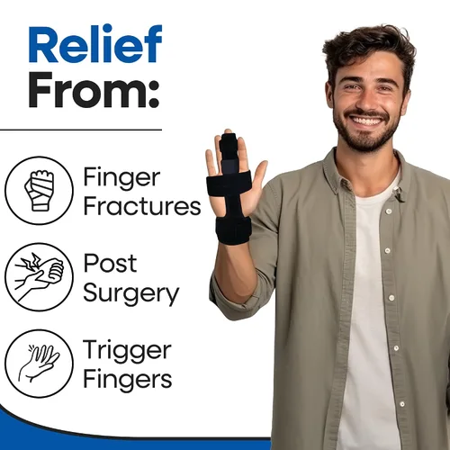 Miniatura 3 de Férula de dedo del gatillo Férula de dedo medio para dedo medio roto o fracturado, artritis, tendinitis, tenosyvitis Inmovilizador