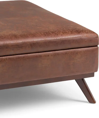 Miniatura 8 de Simpli Home Owen - Mesa auxiliar cuadrada de 91 cm (36 pulgadas) de ancho, otomana de almacenamiento con tapa superior, reposapiés tapizado en cuero