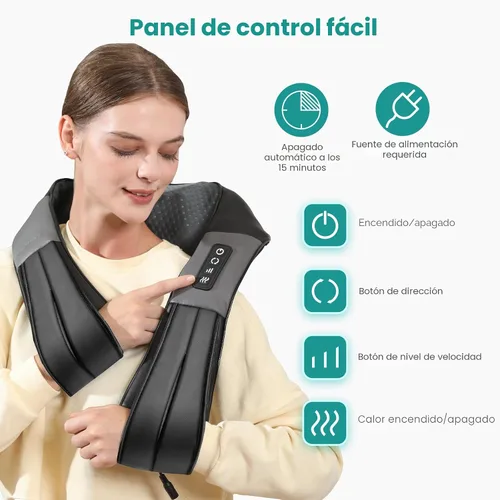 Miniatura 6 de Nekteck - Masajeador Shiatsu para el Cuello con Alivio del Dolor, Tejido Profundo con Calor, Almohada de Masaje de Amasamiento 3D, Masajeador
