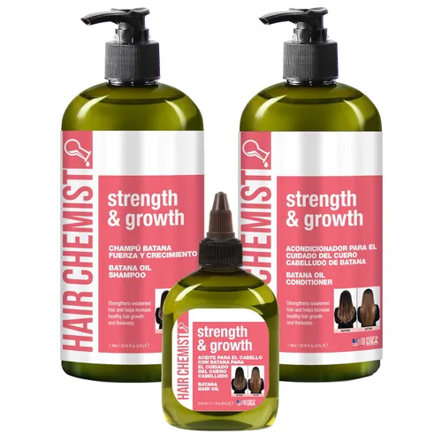 Hair Chemist Strength & Growth Batana Oil - Juego de champú y acondicionador de 33.8 onzas y aceite para el cabello 7.1 onzas (juego de 3 piezas) –
