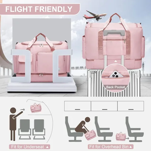 Miniatura 249 de Pequeña bolsa de gimnasio para mujer, bolsa de viaje con compartimento para zapatos