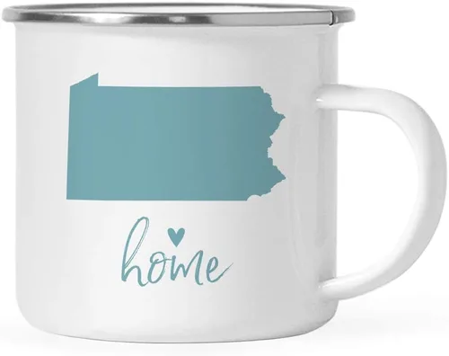 Miniatura 8 de Andaz Press Taza de café de acero inoxidable del estado de EE. UU., diseño de corazón Aqua Home, Florida, paquete de 1, taza de campamento de metal