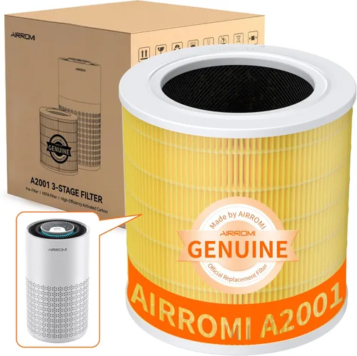 AIRROMI Reemplazo del purificador de aire HEPA A2001: filtro original 3 en 1, elimina el 99.97% de las partículas de 0.3 micrones, filtro de carbón