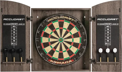Accudart Armada - Juego de gabinete de diana de cerdas, tamaño oficial de 18 x 1.5 pulgadas, sisal genuino autorreparable, juego de gabinetes de