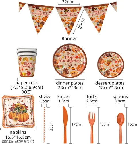 Miniatura 4 de Decoraciones de fiesta de amigos, decoraciones de regalo de amigos, platos y tazas, servilletas, decoraciones de fiesta de Acción de Gracias