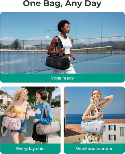Miniatura 8 de BAGSMART Reiki - Bolsa de gimnasio para mujer, bolsa cruzada mediana para esterilla de yoga con bolsillo para artículos húmedos y secos, bolsa