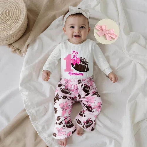 Miniatura 102 de Kuriozud Conjunto de mameluco con volantes para bebé recién nacida, con volantes, lindo conjunto de pantalones acampanados con diadema