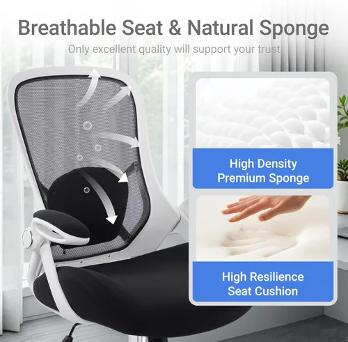 Miniatura 4 de HYLONE Silla de oficina resistente de 400 libras, silla de escritorio ergonómica con asiento engrosado de 5 pulgadas con reposabrazos ajustables