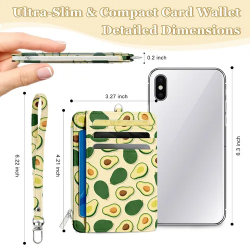 Miniatura 2 de Cartera delgada para mujer - Soporte para tarjetas de crédito con bloqueo RFID, cartera de piel sintética con ventana de identificación y bolsillo