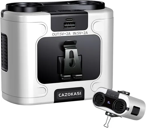 Miniatura 8 de CAZOKASI Ventilador personal con clip para la cintura, recargable, portátil, manos libres, para viajar, trabajar, al aire libre, oficina