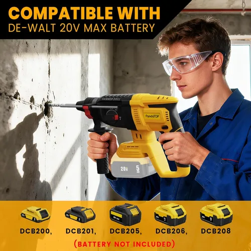 Miniatura 2 de SDS Plus - Taladro de martillo giratorio inalámbrico para batería Dewalt de 20 V máximo, taladro martillo de 20 V sin escobillas