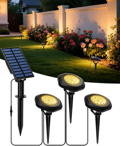 Miniatura 8 de Focos solares para exteriores, impermeables, IP68, 3 en 1, LED que cambian de color, luces solares de paisaje, 2 modos de luz, luces de camino