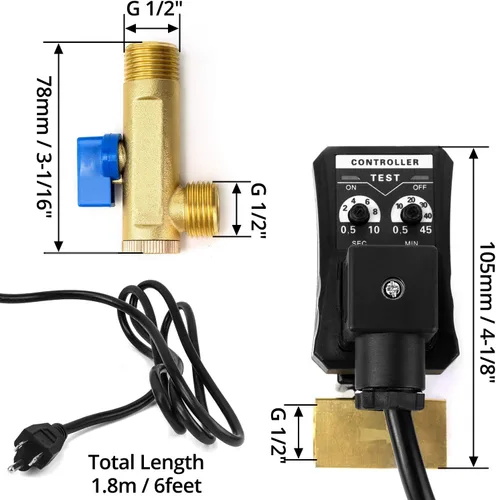 Miniatura 4 de QWORK Válvula automática de drenaje de condensado temporizada, 1/2" CA 110V, válvula de drenaje de acción directa de 2 vías, enchufe EE. UU