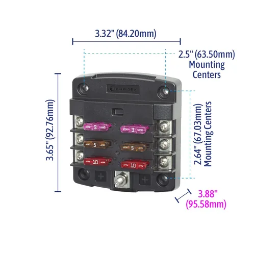 Miniatura 7 de Caja de fusibles ATO/ATC Blue Sea Systems ST Blade, talla única Sin tapa.