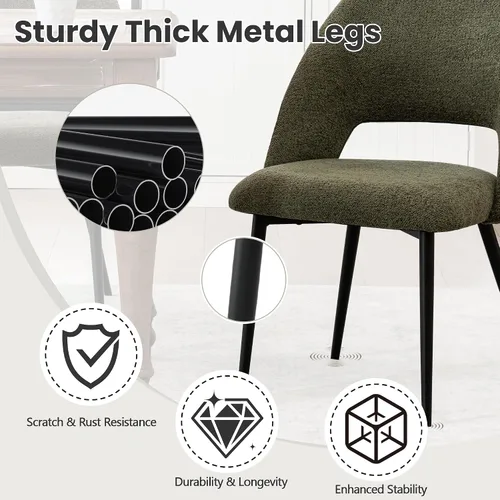 Miniatura 7 de Rowill Juego de 2 sillas de comedor tapizadas de mediados de siglo, modernas sillas de comedor, sillas de cocina, sillas decorativas con patas