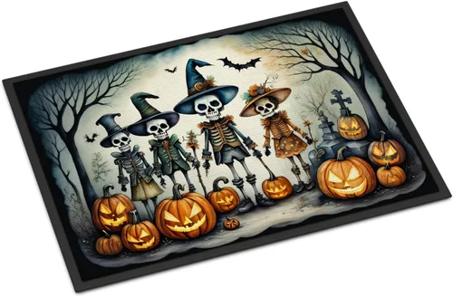 Miniatura 23 de Caroline's Treasures DAC2223MAT - Felpudo espeluznante de Halloween con gato negro de 18 x 27 pulgadas, tapete para puerta delantera