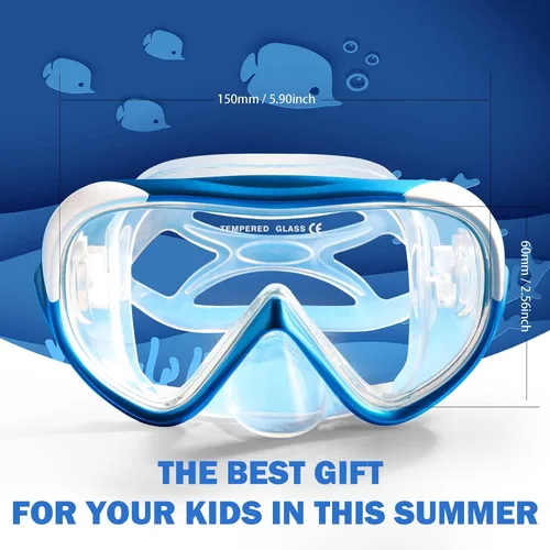 Miniatura 5 de Máscara de buceo para niños, máscara de buceo para niños, gafas de natación antivaho con cubierta para la nariz para esnórquel, buceo, natación
