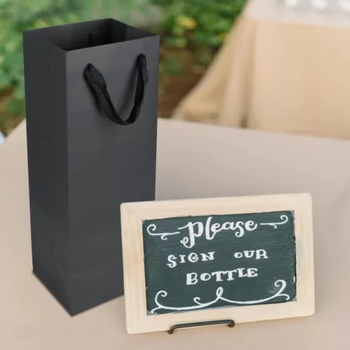 Miniatura 6 de Aimyoo Bolsas para botellas de vino negro de 4 x 4 x 14 pulgadas, paquete de 10 bolsas de regalo grandes de papel kraft con asas a granel