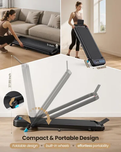 Miniatura 6 de WELLFIT Incline Walking Pads with Handle Bar for Home Office Apartment, Small Under Desk Treadmills with Hiking Climbing Mode for Efficient