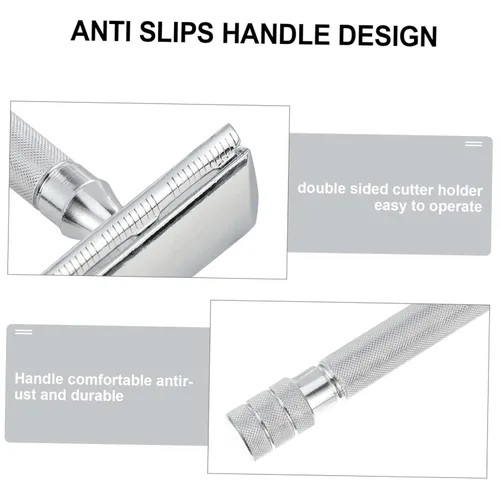 Miniatura 7 de Angoily 2 piezas de afeitar de mango blanco reutilizable doble filo seguridad barba Trimmer 2 piezas blancas.