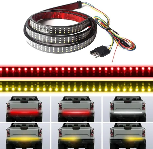Barra de luz de 48 pulgadas para puerta trasera de camión, tira de luz trasera de camión de triple fila, LED súper brillante, rojo/blanco/ámbar,