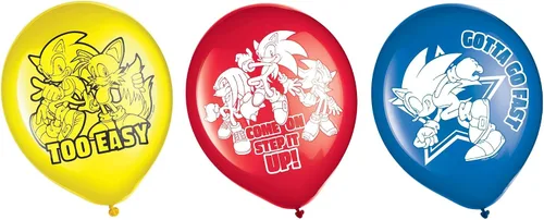 Globo de látex de colores surtidos Sonic – 12 pulgadas (6 piezas) – Perfecto para cumpleaños, celebraciones y eventos