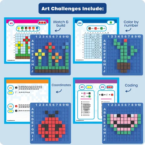 Miniatura 4 de Learning Resources STEM Explorers Desafío de Arte Pixel - Rompecabezas Matemáticos, Bloques de Patrones, Juego Sensorial, Artes y Manualidades