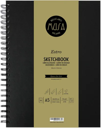 MUSA Estro - Cuaderno de bocetos espiral - A5 (6 pulgadas x 8.25 pulgadas), MU114595