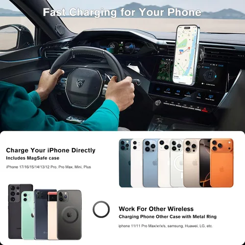 Miniatura 3 de OHLPRO Soporte de cargador de coche Magsafe, soporte magnético inalámbrico para automóvil para iPhone 17 Pro Max, serie 16/15, soporte de teléfono