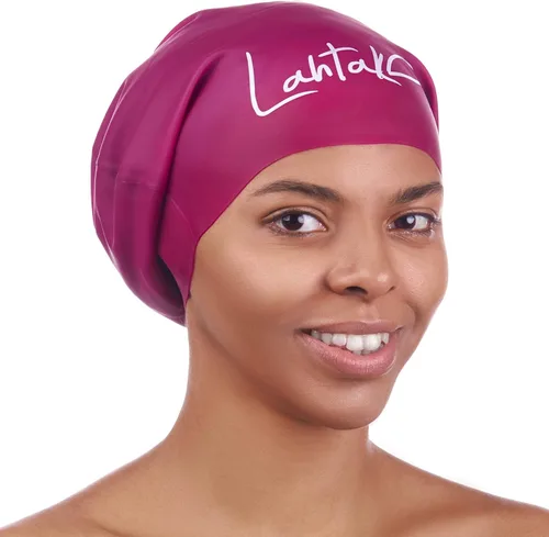 Miniatura 14 de Gorra de natación grande para cabello largo - Gorra de natación impermeable y duradera de silicona para trenzas, rastas, cabello ondulado, peinados