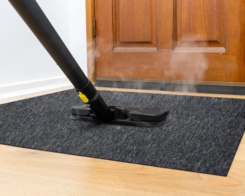 Miniatura 2 de Nuanchu 1 rollo de alfombra grande semiacabada para exteriores, de 16 x 79 pulgadas, alfombra para puerta angosta, alfombras de bota Gris clásico