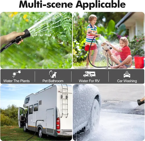Miniatura 7 de SPECILITE Manguera de jardín de 3/4" 25 pies con boquilla de alto flujo, manguera de agua de goma híbrida flexible resistente para exteriores