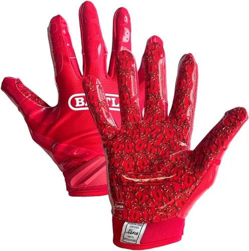 Miniatura 10 de Battle Sports - Guantes de fútbol americano para receptor abierto con dorso de mano, ultraadherentes y con agarre, antideslizantes, para adultos
