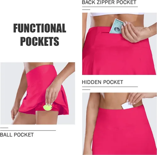 Miniatura 4 de BALEAF - Falda pantalón de verano para mujer, diseño de tiro alto, de 13pulgadas, con 4 bolsillos, para tenis, golf, correr o entrenar.