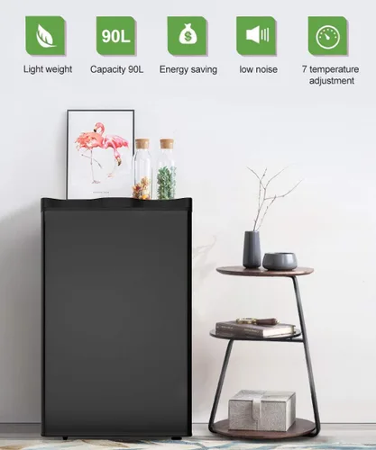 Miniatura 2 de Mini refrigerador compacto de 3.2 pies cúbicos, refrigerador debajo del mostrador con estantes de vidrio extraíbles para congelador pequeño