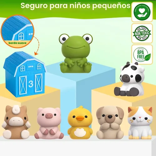 Miniatura 5 de Juguete de aprendizaje para niños pequeños de 1, 2 y 3 años, 10 juguetes de animales de granja y 10 graneros, juguetes sensoriales educativos